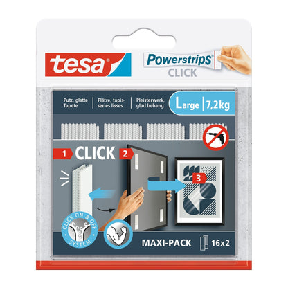 tesa Powerstrips Click Klett-Klebepads, weiß, 16 Paare