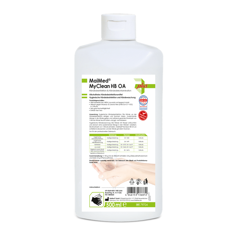 MaiMed MyClean HB OA dezinfekcia rúk biocídna, bez alkoholu, 500 ml/fľaša, 1 kus | Fľaša (500 ml)