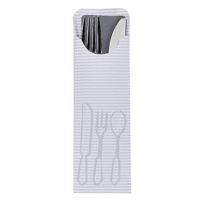 Týchto 100 vreckoviek na príbor (23,5 x 7,3 cm) od PAPSTAR GmbH štýlovo prezentuje príbor vo farebnej bistro servítke a je ideálne pre gastronomický sektor.