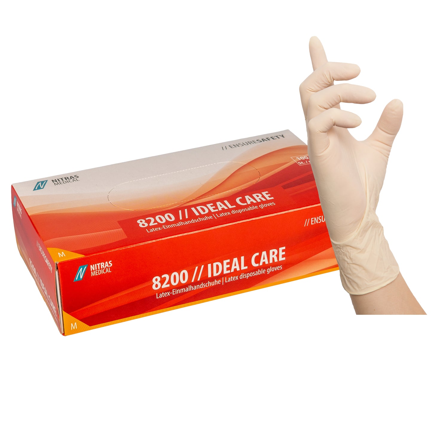 NITRAS IDEAL CARE, latexové jednorazové rukavice, prírodná farba