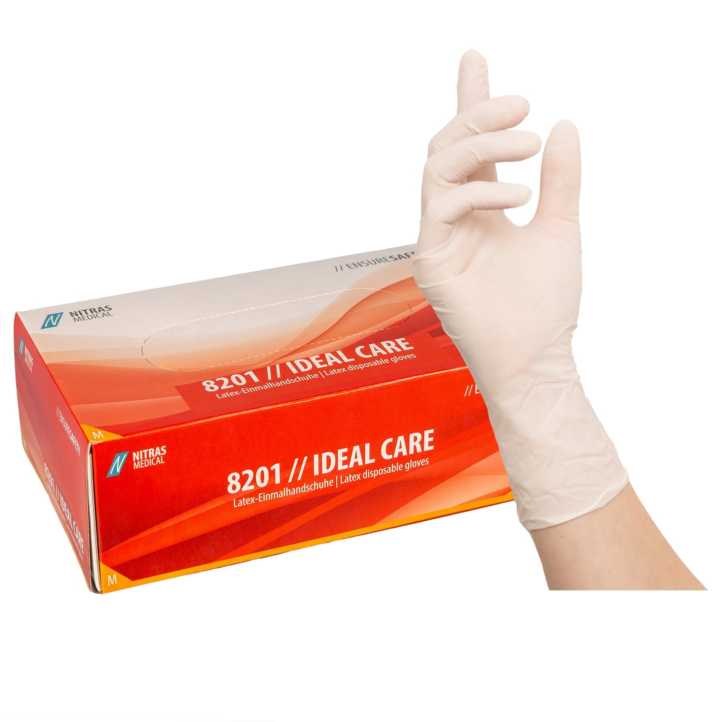 NITRAS IDEAL CARE, latexové jednorazové rukavice, biele