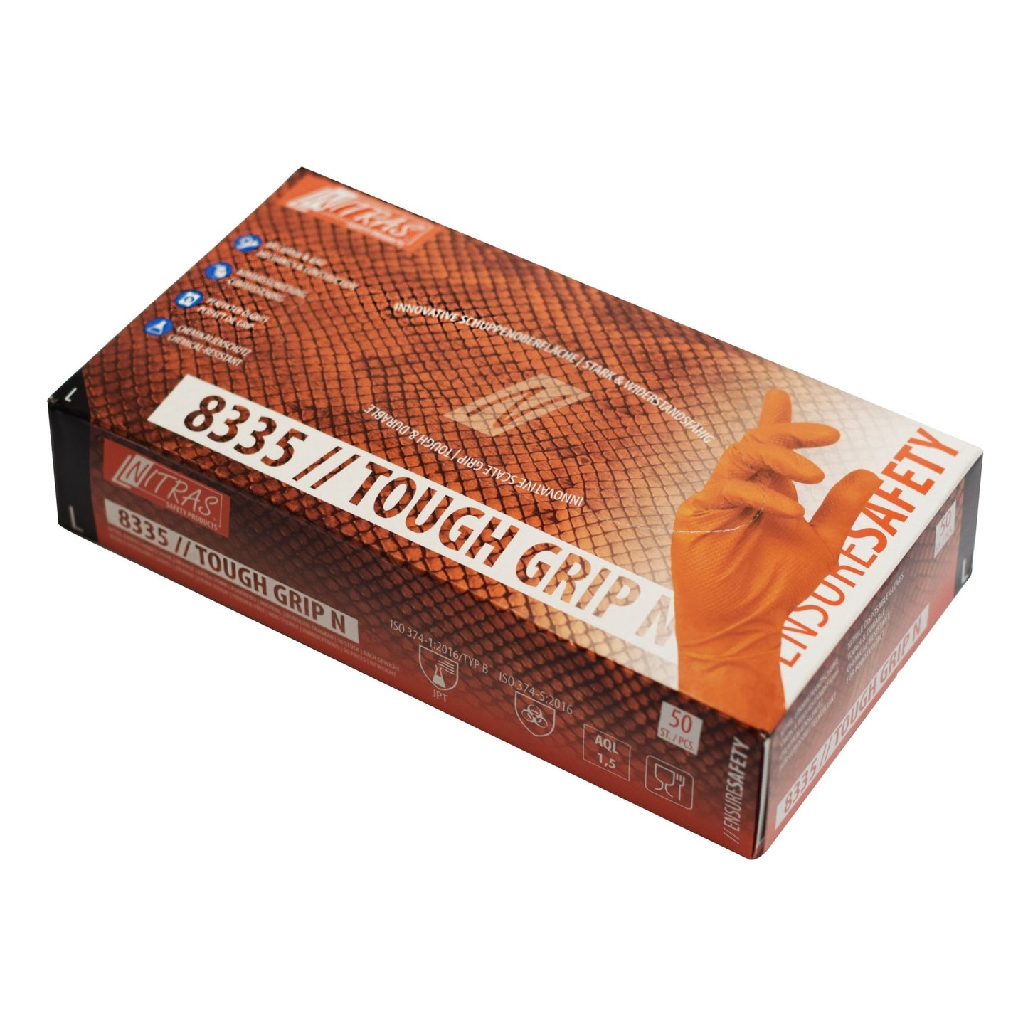 NITRAS TOUGH GRIP N, nitrilové jednorazové rukavice, oranžové