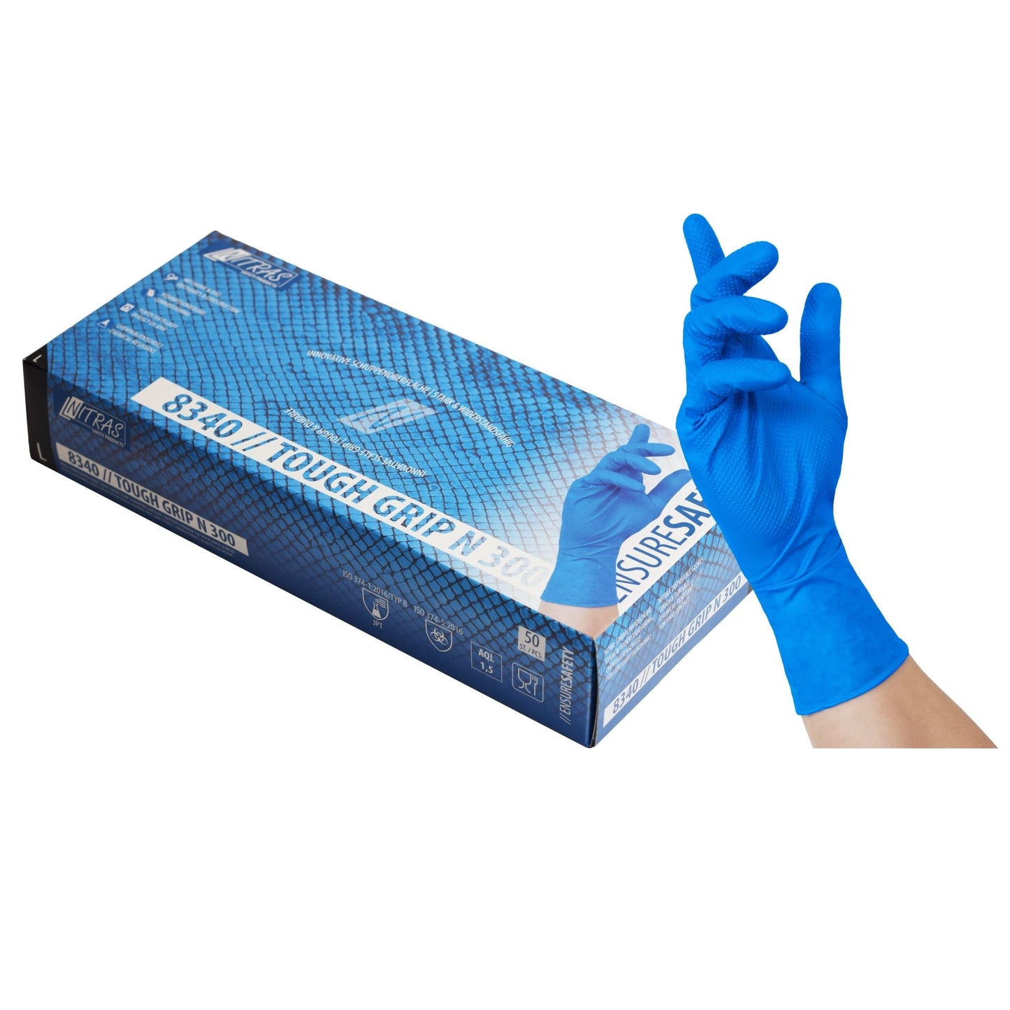 NITRAS TOUGH GRIP N 300, nitrilové jednorazové rukavice, modré