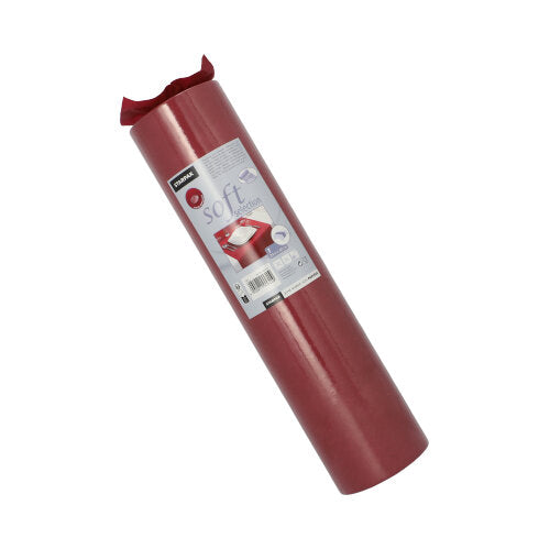 Zvinutý Starpak stolový bežec, látkový netkaný „Soft Selection“ (24 m x 40 cm), zobrazuje v strede etiketu s brandingom Starpak a produktovými detailmi.