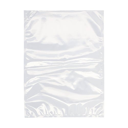 Starpak 100 Siegelrandbeutel, PA / PE transparent, od Starpak leží naplocho na bielom pozadí. Tento hladký, ľahko pokrčený sáčok je ideálny pre komorové vákuovače, aby potraviny zostali čerstvé.