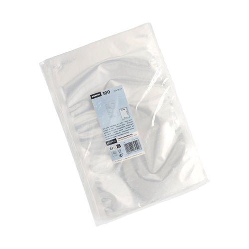 Starpak 100 zatavovacie vrecko, PA/PE priehľadné (40 x 30 cm) v priehľadnom plastovom obale, zapečatené modro-bielou Starpak etiketou s informáciami o značke, množstve a čiarovým kódom.