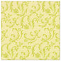 Hellgelbe Servietten mit einem sich wiederholenden grünen Blattranken- und Blumenmuster, inspiriert von den 50 Servietten "ROYAL Collection" 1/4-Falz 40 x 40 cm grün der PAPSTAR GmbH, bieten eine elegante dekorative Note.