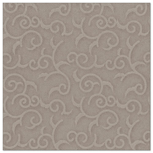 Die quadratische Serviette aus der "ROYAL Collection" der PAPSTAR GmbH (20 Servietten, 1/4-Falz, 40x40 cm) zeigt ein elegantes, erhabenes Rankenmuster in hellem Taupe, ideal für die anspruchsvolle Tischdekoration.