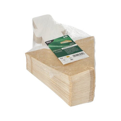 PAPSTAR Sandwichové boxy s priezorom, hnedé, z PLA (50 kusov), prichádzajú v priehľadnom, ekologickom balení so zeleno-bielou etiketou, ktorá zdôrazňuje ich udržateľný dizajn od PAPSTAR GmbH.