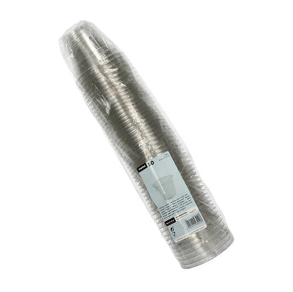 Balenie s 50 Starpak "Hurricane" PET priehľadných pohárov na pitie, zabalené v plaste s bielou etiketou na prednej strane, ktorá obsahuje údaje o produkte a čiarový kód.