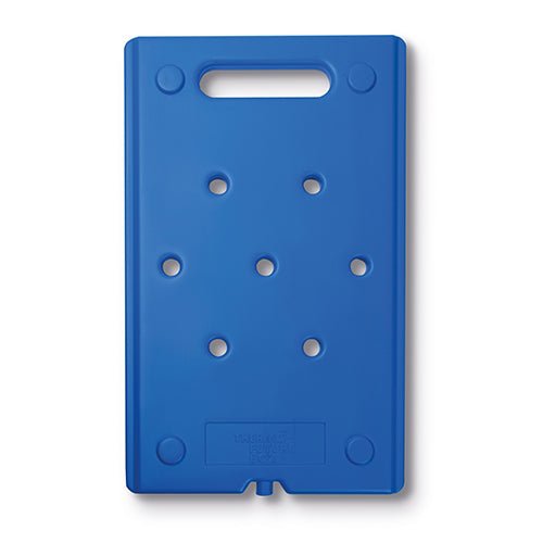 Starpak chladiaci akumulátor Gastro-Norm 1/1 (53 x 32,5 x 2,5 cm, modrý) je obdĺžnikový chladiaci akumulátor so zaoblenými rohmi, ôsmimi kruhovými otvormi, hornou rukoväťou, hladkým povrchom a vyrazenými značkami blízko spodného okraja.