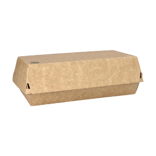 Die PAPSTAR Baguetteboxen "pure" aus brauner, umweltfreundlicher Pappe (7,5x10,7x22 cm, 25 Stück) mit Klappdeckel von PAPSTAR GmbH sind ideal für nachhaltigen Genuss und perfekt zur Aufbewahrung von Baguettes.