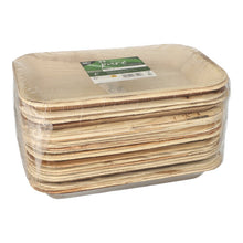 Stoh PAPSTAR 25 tabliet, palmový list „pure“ hranatý od PAPSTAR GmbH, zabalený v priehľadnej fólii so zeleno-bielou etiketou; tieto obdĺžnikové platne sú biologicky rozložiteľné.