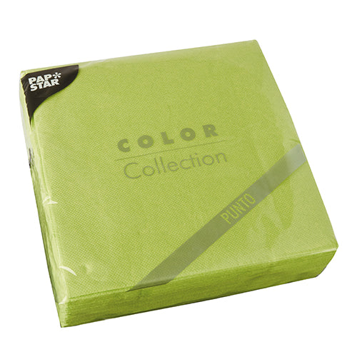 Zapečatené balenie s 30 PAPSTAR-servítkami, 2-vrstvové „PUNTO“ (38 x 38 cm, 1/4-sklad) od PAPSTAR GmbH, s bodkovým vzorom a zabalené v priehľadnej fólii.