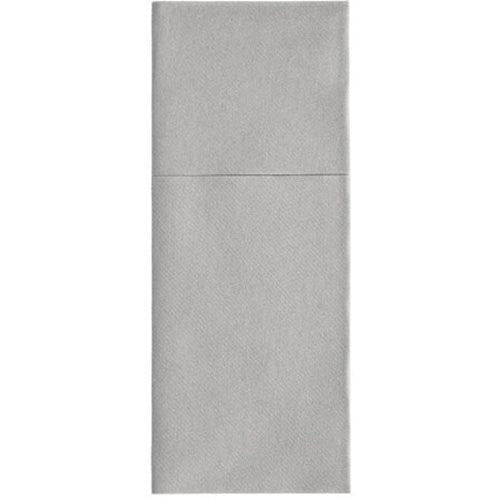 Starpak 100 vreckové tašky na príbory, Airlaid 40 cm x 48 cm s prehybom na príbory, sú svetlosivé, na tretiny zložené obdĺžnikové servítky s horným prehybom – ideálne pre elegantnú stolovú dekoráciu alebo ako štýlové tašky na príbory.