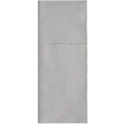Starpak 100 vreckové tašky na príbory, Airlaid 40 cm x 48 cm s prehybom na príbory, sú svetlosivé, na tretiny zložené obdĺžnikové servítky s horným prehybom – ideálne pre elegantnú stolovú dekoráciu alebo ako štýlové tašky na príbory.