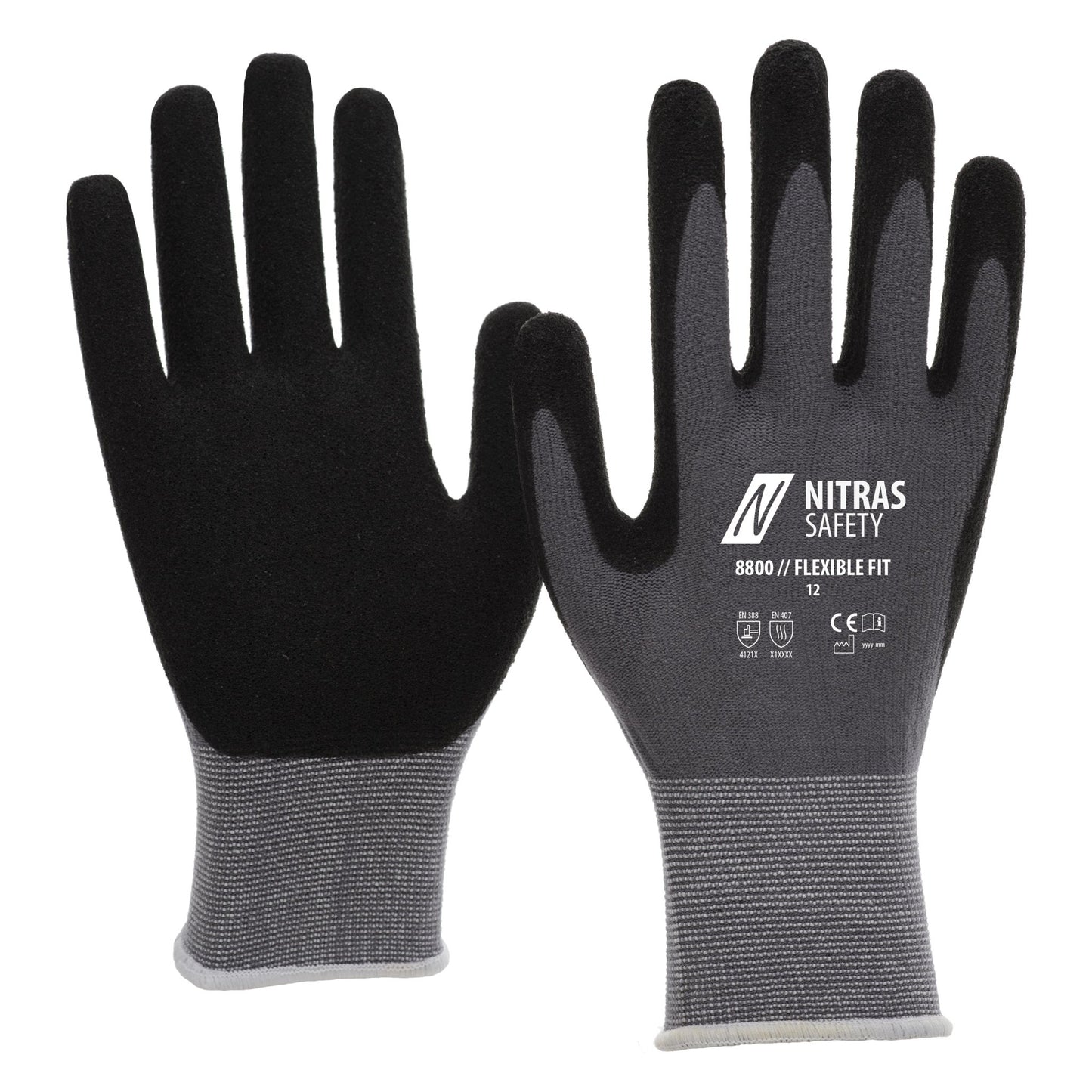 NITRAS FLEXIBLE FIT, montážne rukavice, šedá / čierna