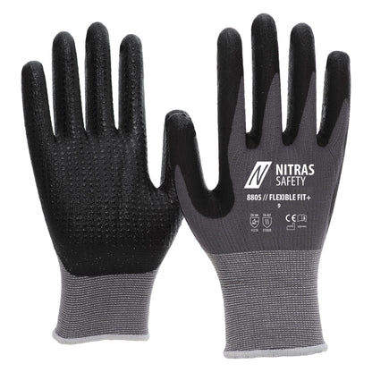 NITRAS FLEXIBLE FIT+, montážne rukavice, šedá / čierna