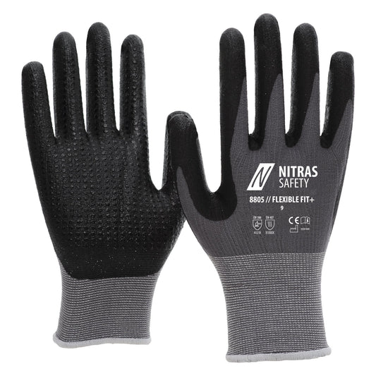 NITRAS FLEXIBLE FIT+, montážne rukavice, šedá / čierna