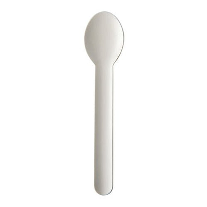 Papierová lyžica PAPSTAR GmbH "pure", 15,5 cm, biela, v 100-kusovom skladacom balení je ekologická jednorazová lyžica s plochou rukoväťou a zaoblenou miskou - ideálna pre ekologicky uvedomelých používateľov.