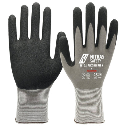 NITRAS FLEXIBLE FIT K, montážne rukavice, šedá / čierna