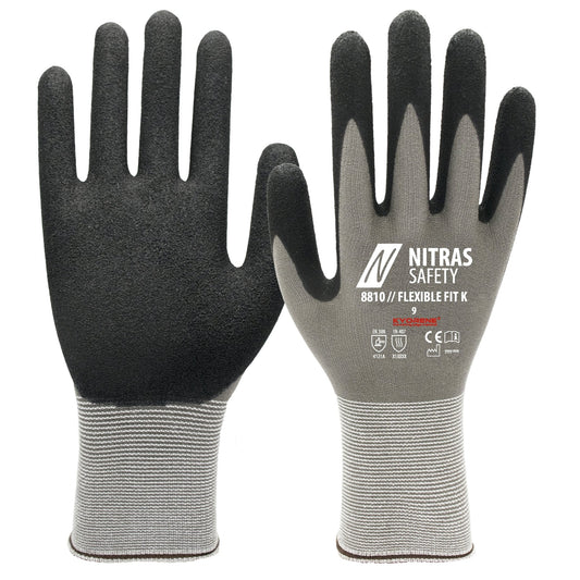 NITRAS FLEXIBLE FIT K, montážne rukavice, šedá / čierna