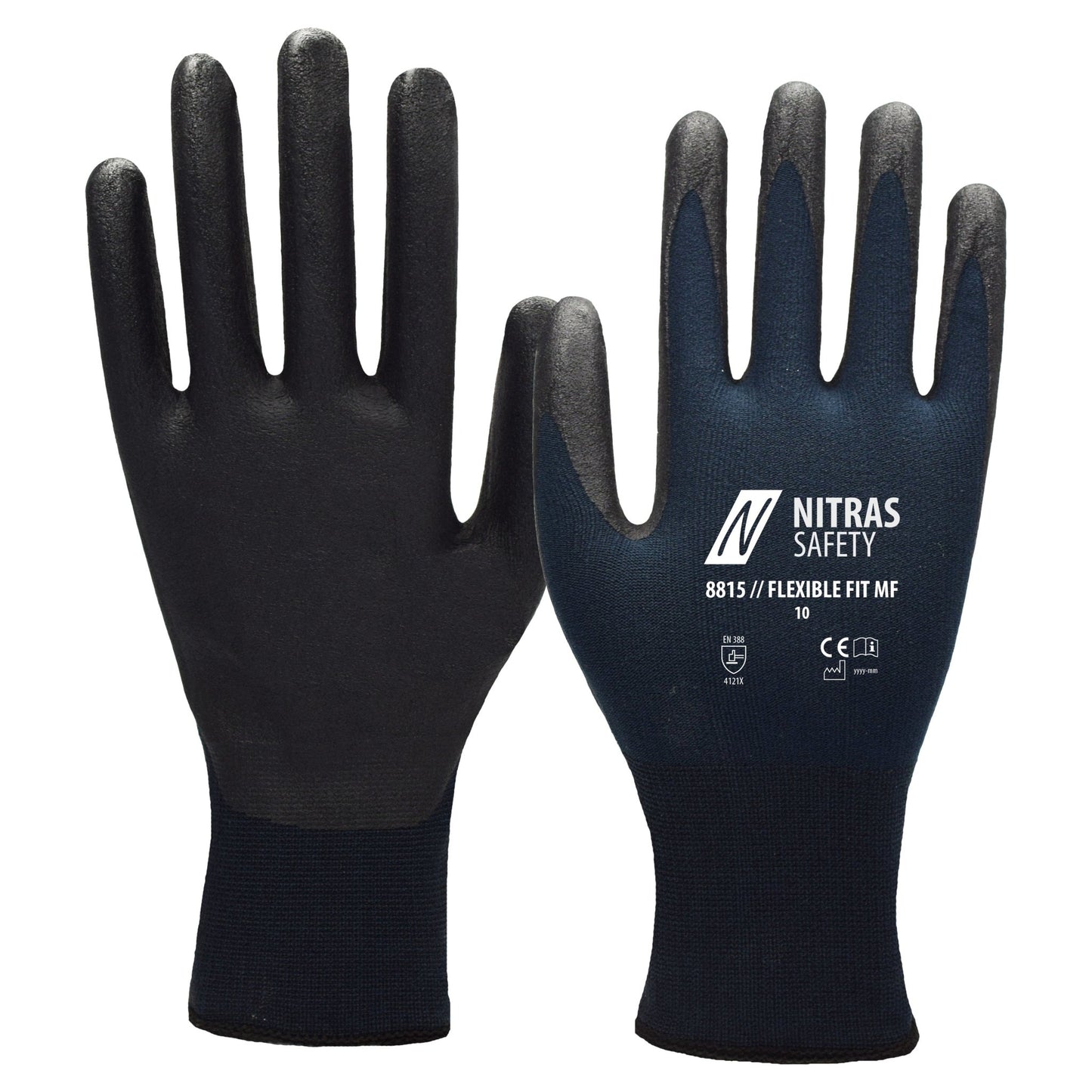 NITRAS FLEXIBLE FIT MF, montážne rukavice, tmavo modrá / čierna