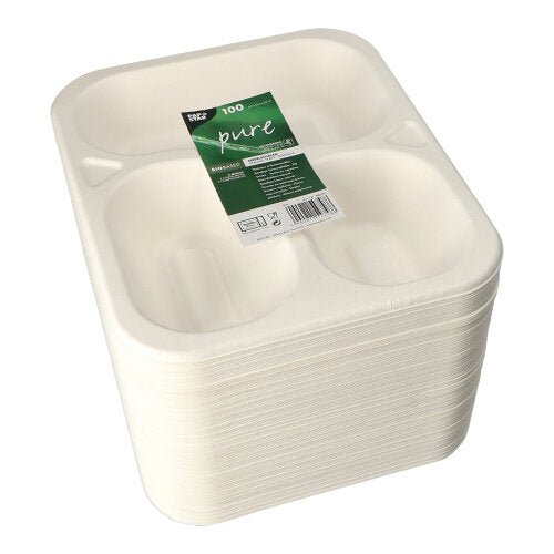 100 bielych PAPSTAR tesniacich misiek z cukrovej trstiny, 3-dielne, 925 ml na misku, udržateľne zabalené v zeleno-bielom obale. Od PAPSTAR GmbH.