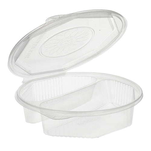 Priehľadný Starpak 25 menuboxov PP kontajner, 8-stranný s klapkovým vekom (5,9 x 21,5 x 21,5 cm), otvorený zobrazený - ideálny na praktické skladovanie potravín.