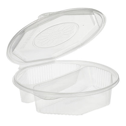 Priehľadný Starpak 25 menuboxov PP kontajner, 8-stranný s klapkovým vekom (5,9 x 21,5 x 21,5 cm), otvorený zobrazený - ideálny na praktické skladovanie potravín.