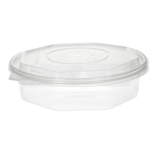Starpak 25 menuboxov sú priehľadné, 8-stranné take-away kontajnery z polypropylénu s klapkovým vekom v rozmeroch 5,9 x 21,5 x 21,5 cm - ideálne na skladovanie potravín a prázdne zobrazené na bielom pozadí.