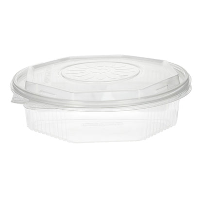 Starpak 25 menuboxov sú priehľadné, 8-stranné take-away kontajnery z polypropylénu s klapkovým vekom v rozmeroch 5,9 x 21,5 x 21,5 cm - ideálne na skladovanie potravín a prázdne zobrazené na bielom pozadí.