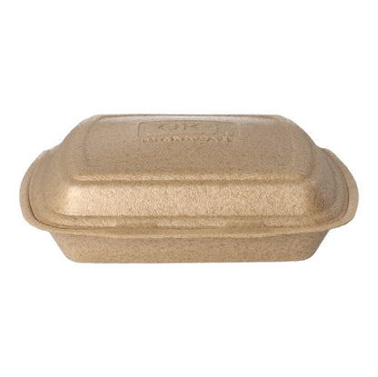 Starpak 50 Menuboxy s klapkovým vekom z XPP (7 x 20,5 x 24 cm, béžové) umožňujú bezpečnú prepravu jedla a sú na obrázku zobrazené na bielom pozadí.