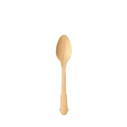 Jediná PAPSTAR GmbH kávová lyžička drevená "pure" 12 cm vo vintage dizajne stojí uprostred jednoduchého bieleho pozadia.