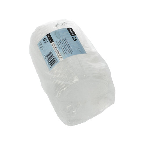 Balenie zabalené v priehľadnej plastovej fólii s 25 priehľadnými Starpak "To Go" PP vrchnákmi (priemer 11,5 cm) s modro-bielou etiketou s informáciami o produkte.