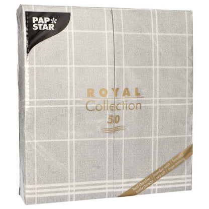 50 obrúskov PAPSTAR „ROYAL Collection“ 1/6-sklad 48x33 cm „Kitchen Craft“ od PAPSTAR GmbH v sivobielom károvanom dizajne sú ideálne na elegantne prestreté stoly. Každé balenie obsahuje 50 obrúskov.