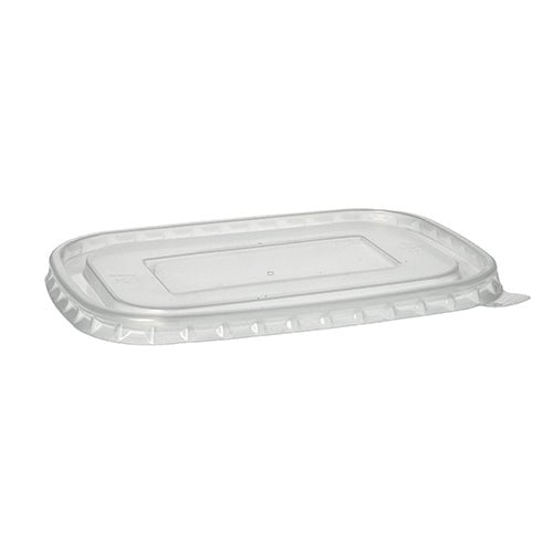 Veko Starpak 25 pre obalové poháre z PP, obdĺžnikové (1 cm x 17,3 cm x 12,3 cm) v priehľadnej fólii je zobrazené na bielom pozadí. Veko má čistú farbu, mierne zvýšený okraj a ploché centrum.