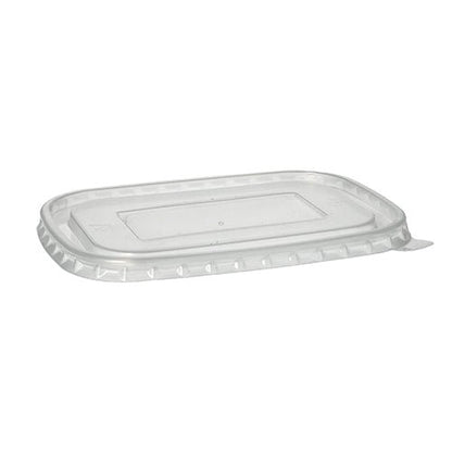 Veko Starpak 25 pre obalové poháre z PP, obdĺžnikové (1 cm x 17,3 cm x 12,3 cm) v priehľadnej fólii je zobrazené na bielom pozadí. Veko má čistú farbu, mierne zvýšený okraj a ploché centrum.