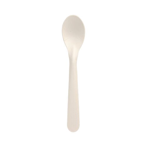 Na bielom pozadí je zobrazená papierová lyžica PAPSTAR z 50-kusového balenia „pure“ (17,6 cm, biela) od spoločnosti PAPSTAR GmbH lícom nahor – udržateľná papierová alternatíva k plastovému príboru.