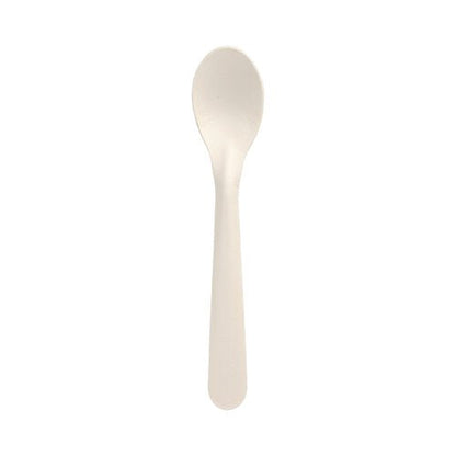 Na bielom pozadí je zobrazená papierová lyžica PAPSTAR z 50-kusového balenia „pure“ (17,6 cm, biela) od spoločnosti PAPSTAR GmbH lícom nahor – udržateľná papierová alternatíva k plastovému príboru.