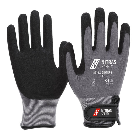 NITRAS DEXTER 2, rukavice pre mechanikov, šedá / čierna