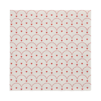 Die 3-lagigen Servietten der PAPSTAR GmbH (20er-Pack, 33x33 cm) zeigen ein Design aus rot gepunkteten Wellenlinien mit kleinen roten Herzen in jeder Wellenform.