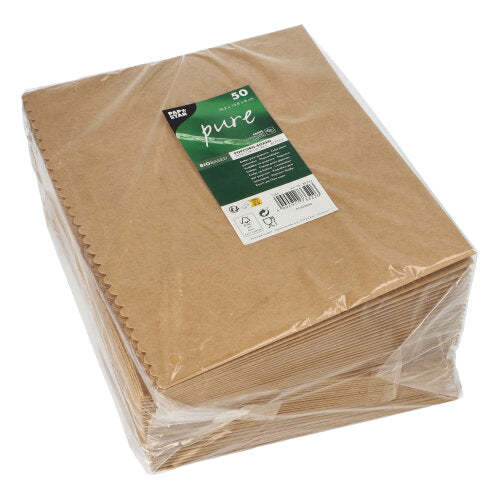 Stoh PAPSTAR Popcorn-Boxov hranaté, hnedé (19,2x15,8x8 cm, veľké), 50 kusov, zabalené v čírom plaste so zeleno-bielym značkovým štítkom - ideálne pre podujatia. Značka: PAPSTAR GmbH.