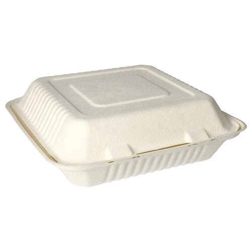 Zobrazená je uzavretá, obdĺžniková PAPSTAR Menüboxen Zuckerrohr "pure", ungeteilt (8x25,5 cm), Takeout-Behälter od PAPSTAR GmbH na bielom pozadí - ekologické riešenie v kartóne (300 kusov) pre ekologické možnosti na cestu.