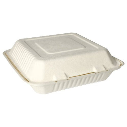 Zobrazená je uzavretá, obdĺžniková PAPSTAR Menüboxen Zuckerrohr "pure", ungeteilt (8x25,5 cm), Takeout-Behälter od PAPSTAR GmbH na bielom pozadí - ekologické riešenie v kartóne (300 kusov) pre ekologické možnosti na cestu.
