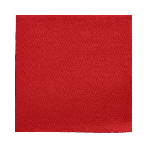 Eine rote, quadratische PAPSTAR 50 Servietten „DAILY Collection“ Serviette (32 x 32 cm, 1/4-Falz) der PAPSTAR GmbH mit leicht strukturierter Oberfläche, abgebildet auf weißem Hintergrund.