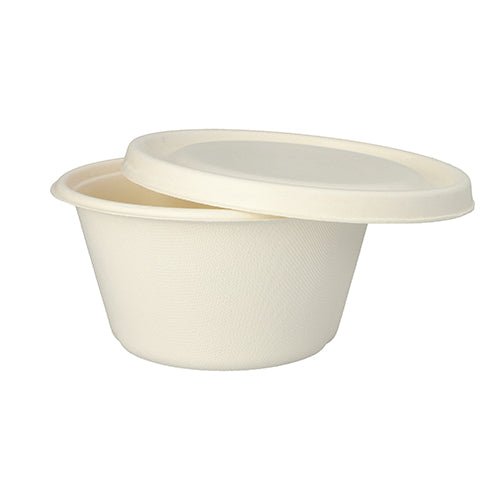 PAPSTAR 25 misiek, cukrová trstina „pure“ Ø 17 cm od PAPSTAR GmbH je okrúhla, biela jednorazová miska s vekom, vyrobená z biologicky odbúrateľnej cukrovej trstiny – perfektná pre ekologickú jednorazovú potrebu.