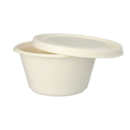 PAPSTAR 25 misiek, cukrová trstina „pure“ Ø 17 cm od PAPSTAR GmbH je okrúhla, biela jednorazová miska s vekom, vyrobená z biologicky odbúrateľnej cukrovej trstiny – perfektná pre ekologickú jednorazovú potrebu.