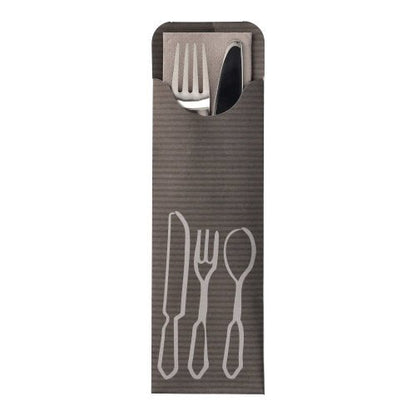 Týchto 100 vreckoviek na príbor (23,5 x 7,3 cm) od PAPSTAR GmbH obsahuje farebnú bistro servítku a sú vybavené bielymi kontúrami príboru – ideálne na uskladnenie vidličky a noža v gastronómii.