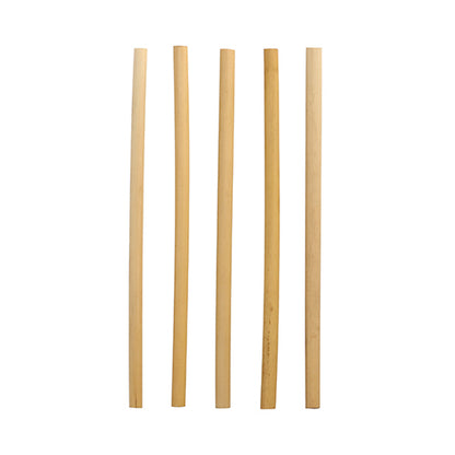 Päť PAPSTAR slamiek z trstiny "pure" (Ø 7 mm, 20 cm) od PAPSTAR GmbH stojí vertikálne na bielom pozadí; ekologické slamky sa mierne líšia v hrúbke a odtieni.